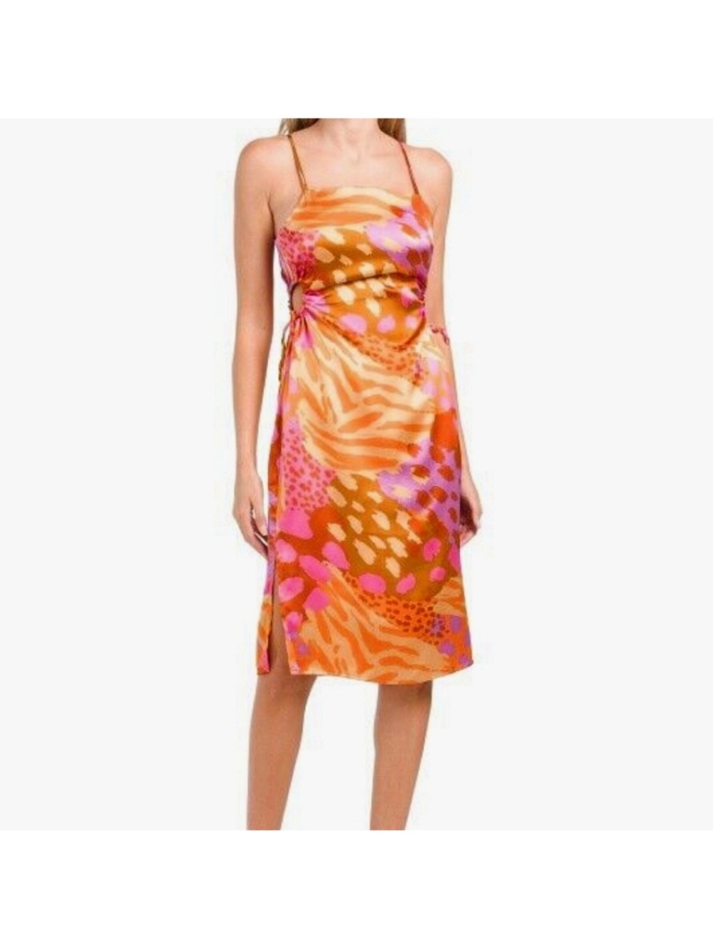 Christian Lacroix Keyhole Satin Slip Midi Dress Sz L